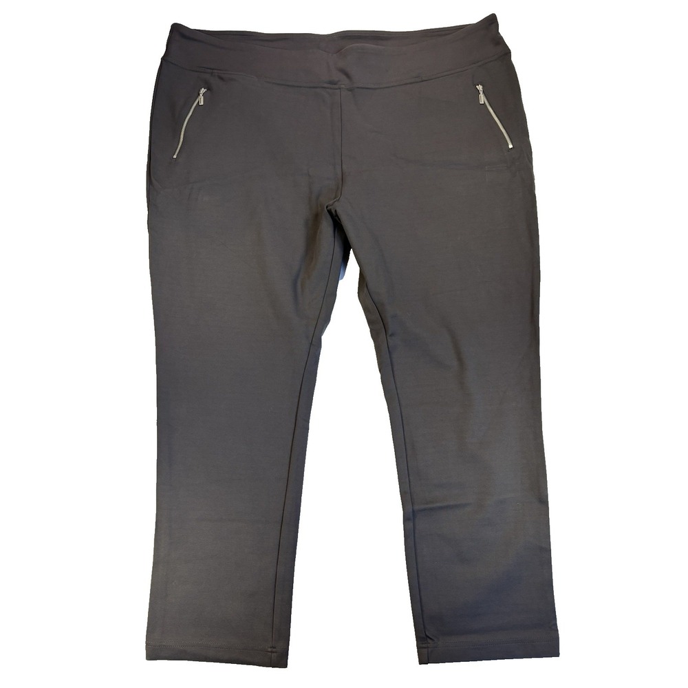 Roaman's Women's 28W Gray Ponte Pull On Ankle Pants Capsule Athleisure Travel